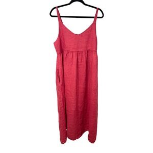 CP Shades Linen Tank Midi Dress Pockets Coral Pink Size Large